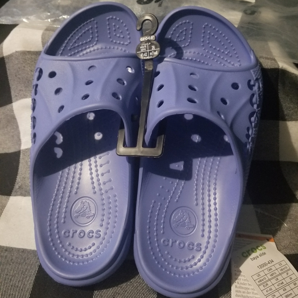 Crocs Baya Lapis Slides M8 W10 NWT